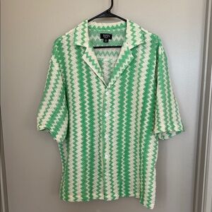 Green and White Zigzag Men's Shirt